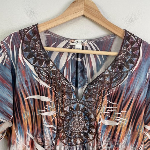 World Unity Womens Plus XXL Tunic Top Short Sleeve Asymmetrical Hem Shirt - Picture 8 of 13